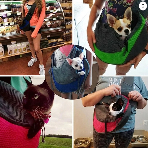 Pet mesh crossbody knapsack travel bag - Picture 1 of 9